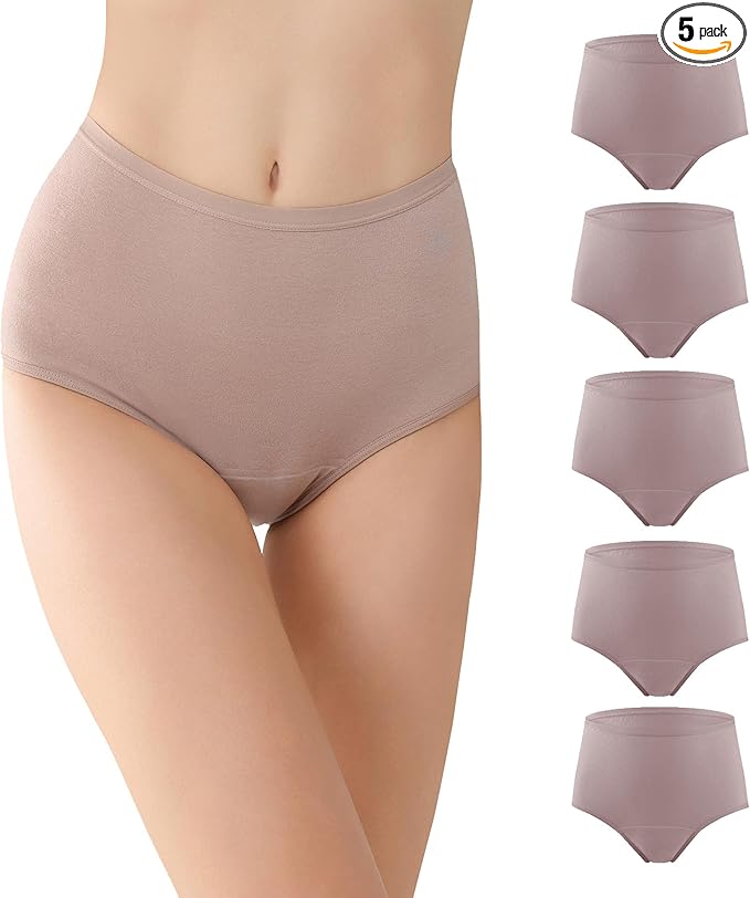 BATTEWA Incontinence Underwear for Women Washable, Leak Proof Underwear High Waist Cotton,Bladder Leakage 50ML (5Blush, X-Large, 5 Pack)