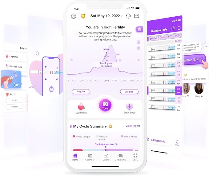 Easy@Home Ovulation Test Strips: Accurate 30 LH Ovulation Predictor Kit - Fertility Tests for Women – Powered by Premom Ovulation Tracker App | 30 LH + 30 Urine Cups