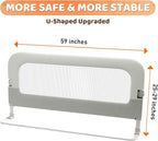 Large Bed Guard Rail for Toddlers - 59inch Foldable & Adjustable Heights Baby Bed Safety Railing - Toddler Long Bed Rails Guard for Twin, Bunk, Queen & King, Full Size Bed