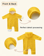 Newborn Baby Fleece Jumpsuit Girls Boys Winter Hooded Coverall Romper Cute Baby Snowsuit Clothes