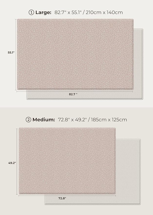 Baby Care Play Mat (Medium, Hygge - Bloom & Entry) 73’’ x 49’’ Original One-Piece Reversible Rollable Waterproof Play Mat for Infants, Babies, Toddler, and Kids