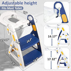 Primlect Potty Training Seat, 2-in-1 Toddler Toilet Seat with Step Stool, Ultra-Stable Potty Chair Attachment, Adjustable Seat and Step Ladder, Non-Slip Design, Splash Guard for Boys and Girls(Blue)