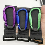 Baby Stroller Hook, Carry 30 lbs per Stroller Carabiner Clip, Adjustable Baby Stroller & Car Seat Hook for Hanging Diaper Bag, Wheelchair,Golf cart, Shopping and Pet Cart(2 Pcs Green Gold)