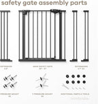 Comfy Cubs Baby Safety Gate with 3 Extensions - Adjustable 42" x 1.9" x 30" Q195 Steel Doorway Barrier - Powder-Coated Finish for Stairs and Doorways - Walk-Through Design Pet Gate - Black