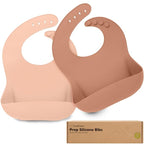 KeaBabies 2-Pack Silicone Baby Bibs for Eating - Sturdy Food-Grade Silicone Bibs for Babies Girl, Boy, Large Food Catcher, Clean & Put On Easily, Waterproof Toddler Feeding Essentials (Dusk)