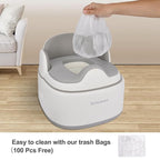 Bebamour Potty Training Toilet 3 in 1 Multi-Functional Potty Seat Detachable Baby Potty Step Stool Anti-Slip Stable Potty Training Toilet with 100 Pack Trash Bags for Baby Toddler Kids(Grey)