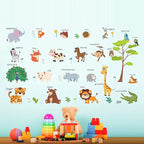 Large Animals Learning Educational Wall Stickers Kids,Nursery Playroom Wall Decals,Daycare Preschool Classroom Wall Stickers Peel and Stick Removable,Cute Wall Decor for Boy,Girl,Toddler,Baby.