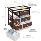 Badger Basket Modern Baby Changing Table with 6 Storage Drawers and Pad, Diaper Change Station - Espresso