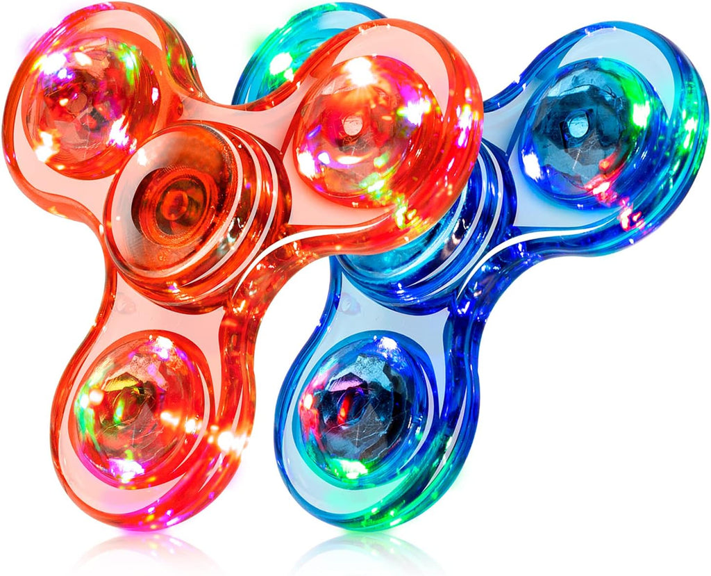 FIGROL 2 Pack Fidget Spinners｜LED Light Up Crystal Fidget Spinners for Children｜Glow in The dark Goodie Bag Stuffers Classroom Prizes Return Gifts