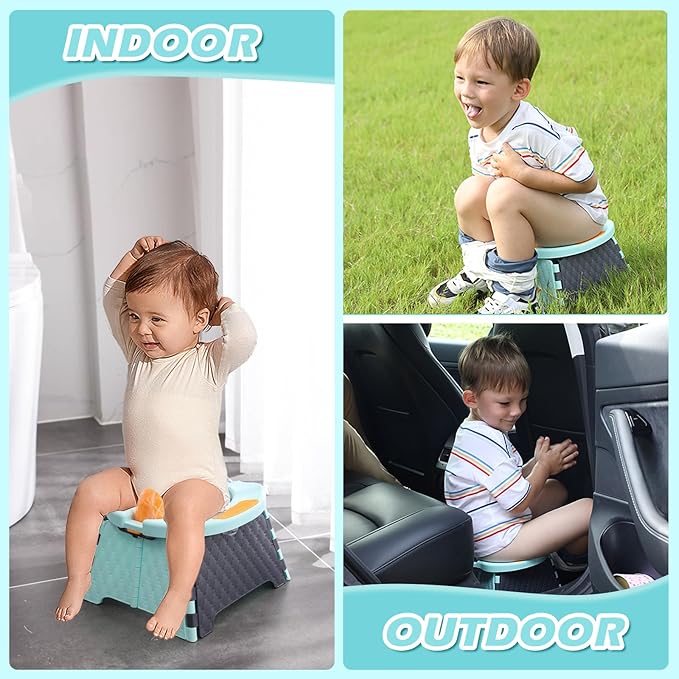 Portable Potty for Toddler Travel, Kids Travel Potty Training Chair with Travel Bag, Baby Potty Training Toilet for Outdoor and Indoor Easy to Clean (Blue) by Yszawmx, Includes 30 Replacement Bags