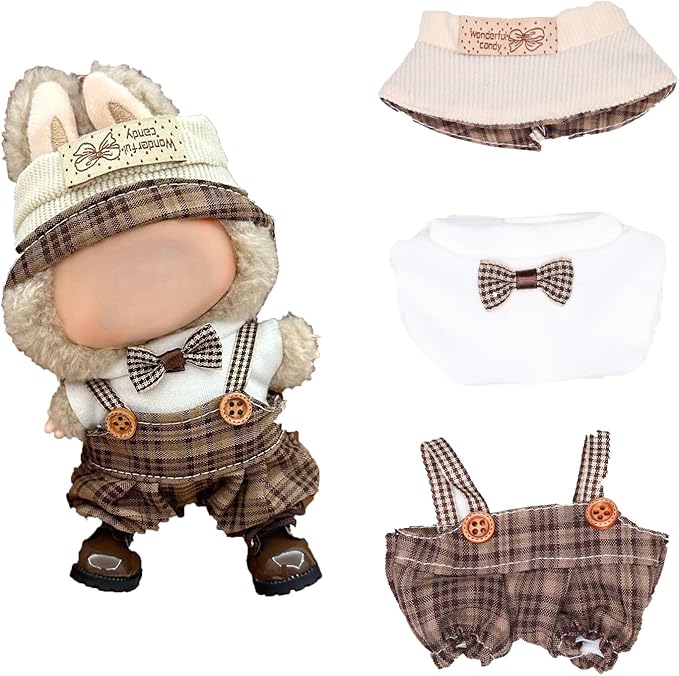 Clothes for 15/17cm Dolls(NO Doll) - Outfit for Labubu with Accessories Suit - Clothes Set for Dolls Dress Up