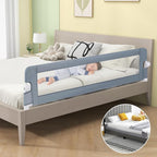 HONEY JOY Bed Rail for Toddlers, Extra Long, Foldable Portable Swing Down Safety Bed Guard Rail, Toddler Bed Rails for Crib, King Queen Full Twin Size Bed Mattress (Light Gray, 2 Pack, 71 Inch)