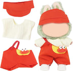 3 Pcs Doll Outfits Set for 15cm/17cm Dolls – Adorable Clothes & Accessories Sets with Red Hat, Red Bib Pants & White T-Shirt for 17 cm Doll (No Dolls)