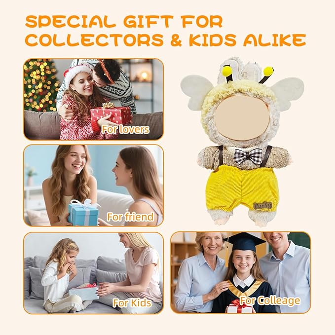 5 Complete Style Clothes Sets for 17cm Dolls - Hat & Overalls Dress Up Outfit for 17cm 15cm Dolls,Designer Outfits Bundle with Luxury/Cute/Sporty Themes, Gift for Doll Lovers (Cute, 17cm/15cm)