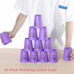 yeesport Sport Stacking Cups, 24pcs Sports Stacking Cups Sport Training Game for Challenge Competition Travel Party Gift for Kids and Adults (Purple & Red)