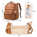 Leather Baby Diaper Bag with Changing Station,Extra large Capacity Baby Diaper Bag Backpack(Brown)