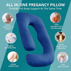 Sasttie Pregnancy Pillows for Sleeping, U Shaped Cooling Full Body Pillow with Removable Cover, Pregnant Women Must Haves, Maternity Essential, Navy