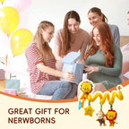 Jollybaby Crib Stroller Car Seat Toys for Baby 0-3-6-9-12 Months, Tummy Time Hanging Sensory Toys for Newborn with Music Box and Teether, Spiral Carseat Toy for Infant Boys Girls Gifts (Little Lion)