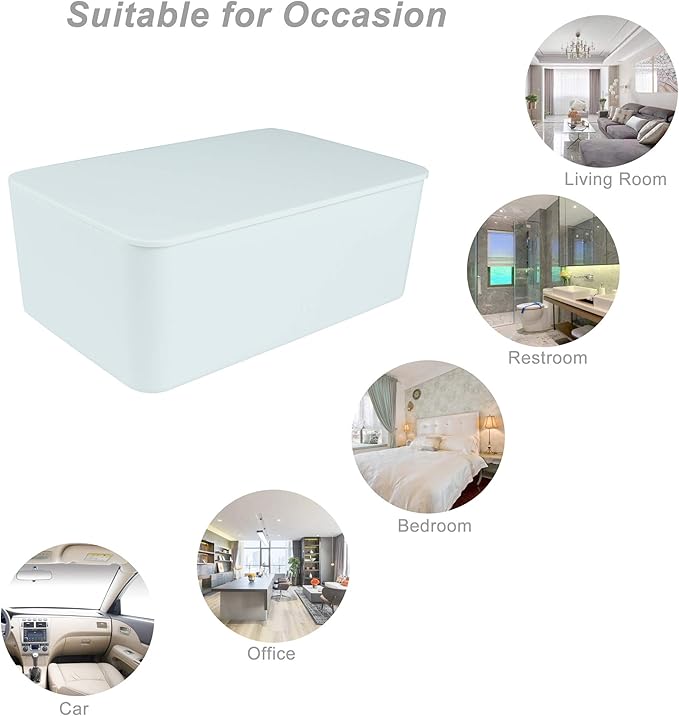 Diaper Wipes Dispenser, Tissue Storage Box Case, Wet Wipe Dispenser Holder with Lid for Home, Office, Cars (White)