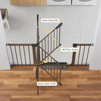 Cumbor 29.7-54.2" Wide Baby Gate for Stairs, Mom's Choice Awards Winner-Self Closing Dog Gate Indoor for Doorways, No Drilling Pressure Mounted Pet Gates for Kids, Easy Walk Through Safety Gate, Brown