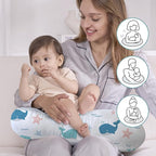 Little Grape Land New Nursing Pillow for Breastfeeding, Larger Breast Feeding Pillow and Positioner with Removable Cover for More Support, Tummy Time and Bottle Feeding Support Pillow, Whale