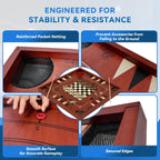 Board Game Set for Adults Family Night, 27.5 Inch Crokinole/Backgammon/Bowling Game/Tabletop Flicking Game with Discs, All in One Carron Board Game Set