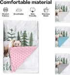 Custom Name Baby Receiving Blanket – Cozy Flannel with Double-Layer Dotted Backing – Bear in Forest Theme for Newborns and Toddlers