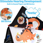 Baby Mirror Toys for Tummy Time, Newborn Infant 0 3 4 6 12 Months Old Boy, Girl Gift. Brain Developmental Montessori Sensory High Contrast Crinkle Book w Safe Mirror for Floor, Crib, Car, Bouncer