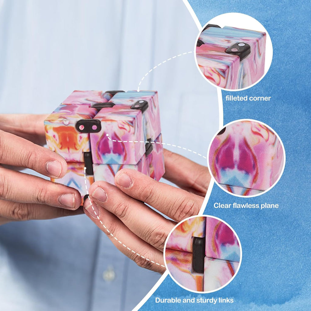 Fidget Infinity Cool Cube Toys: Fidget Toy Hand Held Magic Cubes Cool Stuff Gadgets Things Unique Birthday Gifts Boys Girls Kids Adults Anxiety Stress Relief Sensory Christmas Stocking Stuff Gift Toys