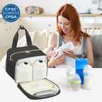 PIIOSER Breastmilk Cooler Bag with Ice Pack, Fits 6 Baby Bottles Up to 9 Ounce, Insulated Bottle Travel Bags with Shoulder Strap-Wearable Breast Pump Carrying Case for Nursing & Working Moms