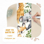 Personalized Name Growth Chart Wall Decor for Kids – Canvas Removable Height Chart Measuring Ruler 59" x 7.9" (Cute Animals)