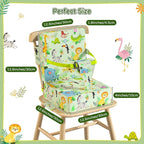 Booster Seat for Kitchen Chair with Backrest & 4 Adjustable Straps, Portable TPU Waterproof & Anti-Scratch Toddler Booster Seat for Dining Table, Removable & Non-Slip Booster SEat for Table