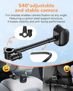 Dual Car Camera Baby Monitor with 6.9" Split Screen-1080P HD Carseat Camera for 2 kids with 360° Full Rotation-Night Vision, Auto-detail Enhancement, 2 Power Ways, Easy Install, for Twins & Siblings