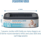 Square Starter Refills Disposal Bags Refill Compatible with Diaper Genie Classic, Compact and Select Pails, Hold Up to 165 Newborn-Sized Diapers Per Refill, 6 Pack