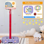 Costzon Kids Basketball Hoop, 2 in 1 Toddler Basketball Hoop Toy Set with Ring Toss & Storage Box for Boys Girls Baby, Portable Basketball Hoop Stand with Adjustable Height for Indoor Outdoor
