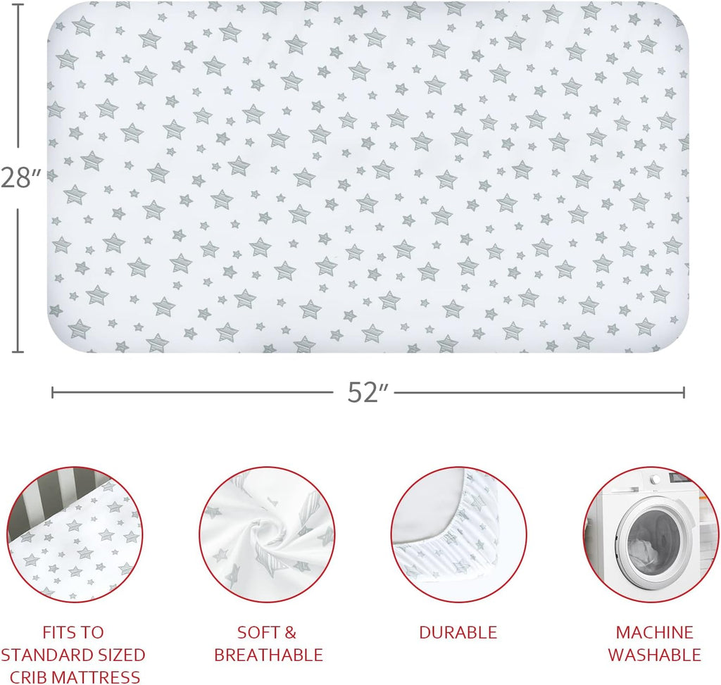 Crib Sheets for Boys or Girls 4 Pack, Fitted Crib Sheet for Standard Size Crib and Toddler Mattresses, Soft and Breathable Crib Sheets Baby Gift Boy Set, White