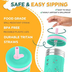 Tronco [2 Pack] 10 oz 2-in-1 Stainless Steel Kids Tumbler Cups with Silicone Sleeves, Spill-Resistant Flexible Straws & Storage Lids, BPA-Free Smoothie and Snack Cups, Dishwasher Safe