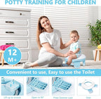 Portable Travel Potty, Training for Baby to Toddler, Travel Toilet Seat with Charts and Storage Bag, Folding Potty for Kids Boys Girls Indoor and Outdoor (Blue)