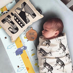 Kids Growth Chart, Wood Frame Fabric Canvas Height Measurement Ruler from Baby to Adult for Child's Room Decoration 7.9 x 79in (7.9 x 79in, Giraffe)