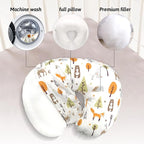 LAT Nursing Pillow for Breastfeeding,100% Cotton Removable Cover,Ergonomic Breast Feeding Pillows for Mom and Baby,Machine Washable(Fox Rabbit & Bear)