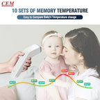 CEM DT-8807S FDA CE Digital Thermometer for Adults and Kids, No Touch Forehead Thermometer for Baby, 2 in 1 Body Surface Mode Infrared Temperature Gun with Fever Alarm and Instant Accuracy Readings