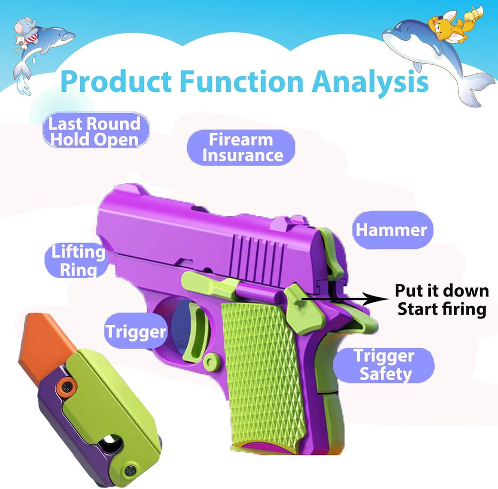 Fidget Toys Pistol, 3D Gravity Mini 1911 Fidget Pistol Toys,Fidget Sensory Toys,Stress Relief for Adults, Suitable for Relieving ADHD, Anxiety, Best Gift for Adults and Kids(Purple Pistol and Knife)