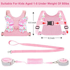Accmor Toddler Harness Leash + Anti Lost Wrist Link, 2 Pack Cute Kids Butterfly Harness Leashes, Adorable Baby Leash Walking Assistant Wristband Strap Tether for Girls Outdoor (Pink + Purple)