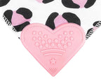 Pickle & Olive - Baby Bandana Girl Teething Bibs with Attached Silicone Teether - Set Of 4 -Leopard