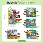 Jollybaby Crinkle Books for Babies, Sensory Soft Touch and Feel Baby Toys for 0-6 Months Infants, Newborn Montessori Early Educational Cloth Toys, Baby Girl & Boy Gift(Jungle Tails)