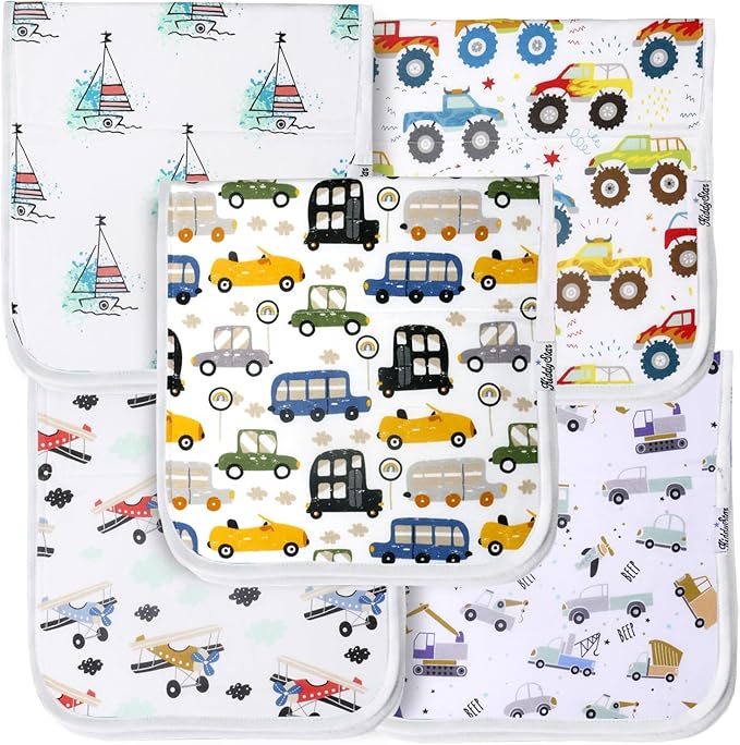 Premium 5-Pack Large Organic Cotton Burp Cloths – 3 Layers, Ultra Soft & Absorbent Burping Towel, Shoulder Towel & Hand Towel