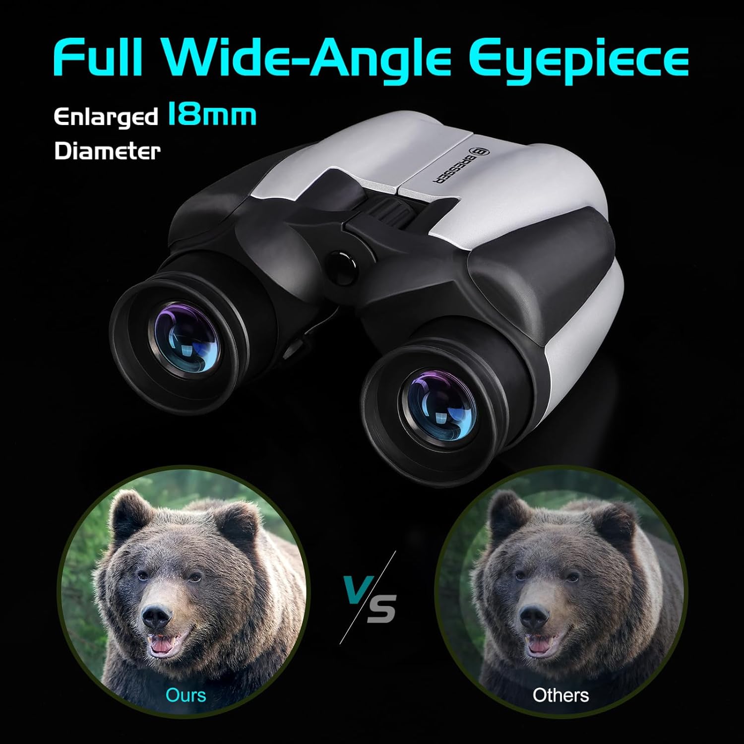 BRESSER 10x25 Binoculars for Adults and Kids, Folding Compact Binocular with Weak Light Vision, Lightweight Small Binoculars for Bird Watching, Travel, Concerts, Hunting, Hiking (White)