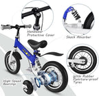 Balance Bike 2 in 1,The Dual Use of a Kids Balance Bike and Kids Bike,12 14 Inches for 2-6 Years Old,with Shock Absorbers, Fenders, Pedals, Auxiliary Wheels