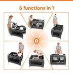 Pamo Babe 1-Second Setup 4-in-1 Playard for Babies - Heavy-Duty Steel Frame for Safe Sleep Space, Portable Crib with Changing Table, Locking Wheels, Breathable Mesh