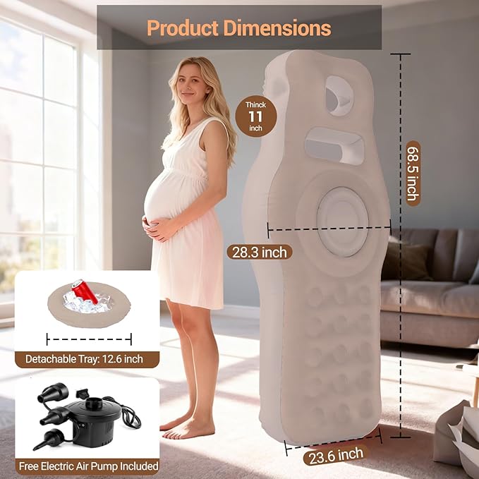 Inflatable Pregnancy Pillow with Belly & Head Hole, Prone Pregnancy Pillow for Stomach Sleepers, Belly Pillow Pregnancy Mattress for Pregnant Women, Maternity airbed Pool Float for Tummy Massage